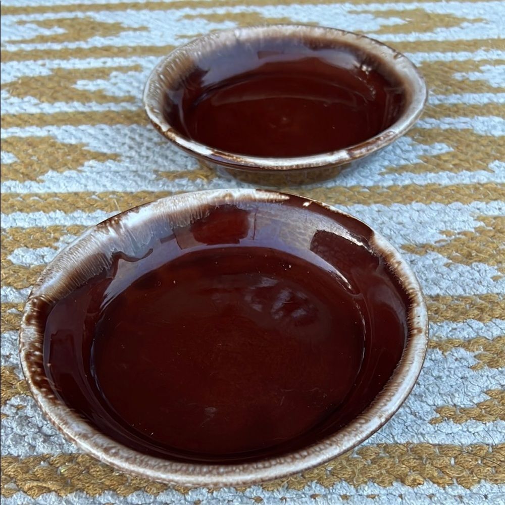 Vintage McCoy Brown Drip Glaze Plates Set of 2 6.5" Salad Bread Plates Made USA